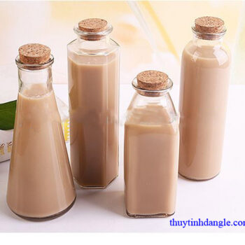 Chai thủy tinh tròn nút gỗ ép 350ml chai thủy tinh nut gỗ ép