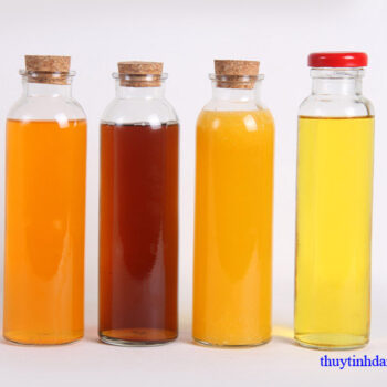 Chai thủy tinh tròn nút gỗ ép 350ml chaithuytinhnutgoep