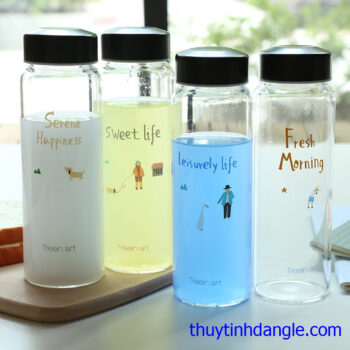 Bình thủy tinh tròn 500ml nắp nhựa chai đựng nước