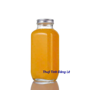 Chai thủy tinh vuông 350ml nắp nhựa 350nhom