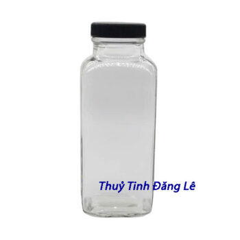 Chai thủy tinh vuông 350ml nắp nhựa 500nhua
