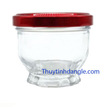 Hũ thuỷ tinh đế sen (lùn) yen sen 75